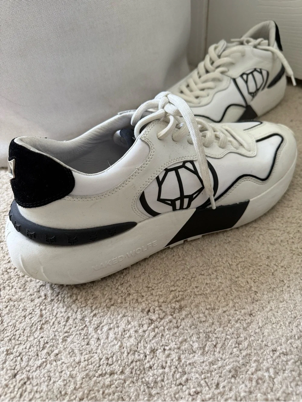 Naked Wolfe Men's White and Black Sneakers